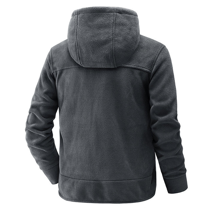 Fleece jacket for men with practical pockets and adjustable hood Lune London