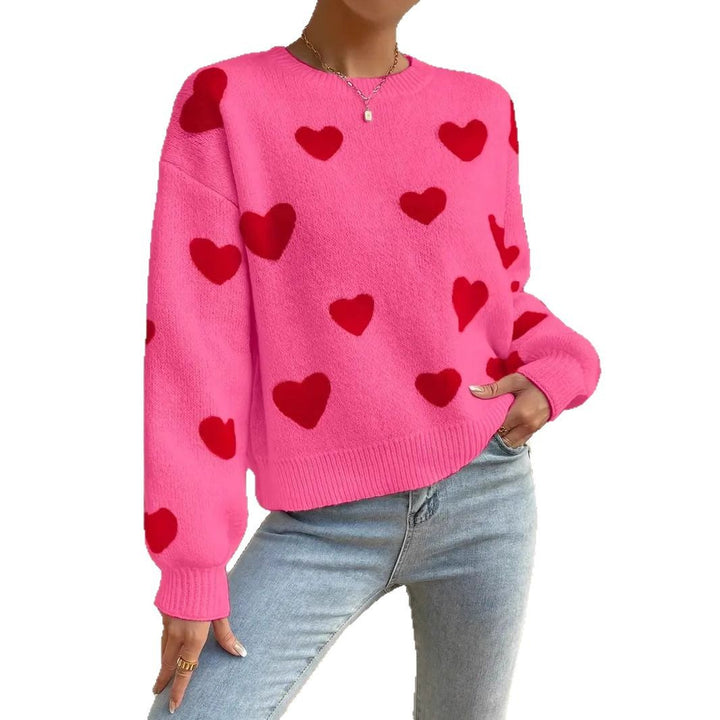 Knitted sweater for women with a catchy heart design and a relaxed fit Lune London