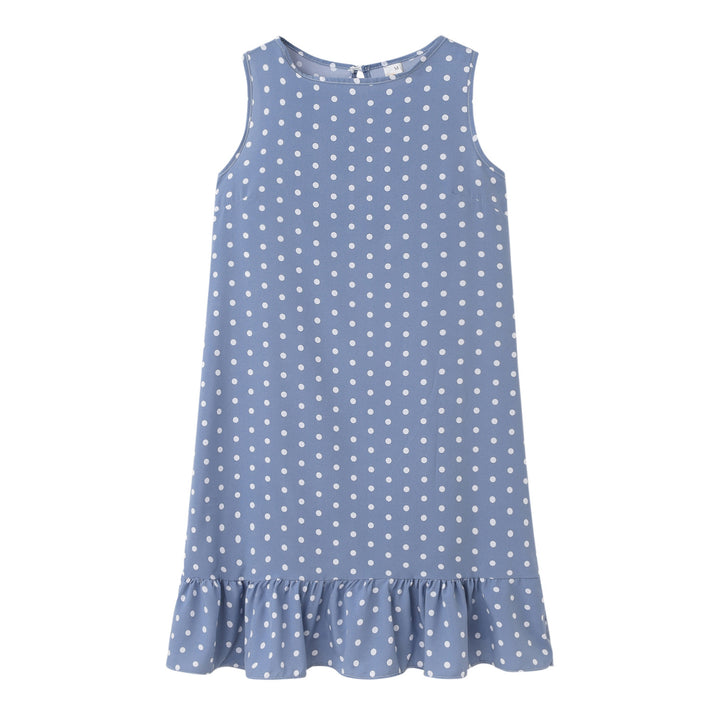 Summer polka dot shift dress for women with ruffle hem Lune London