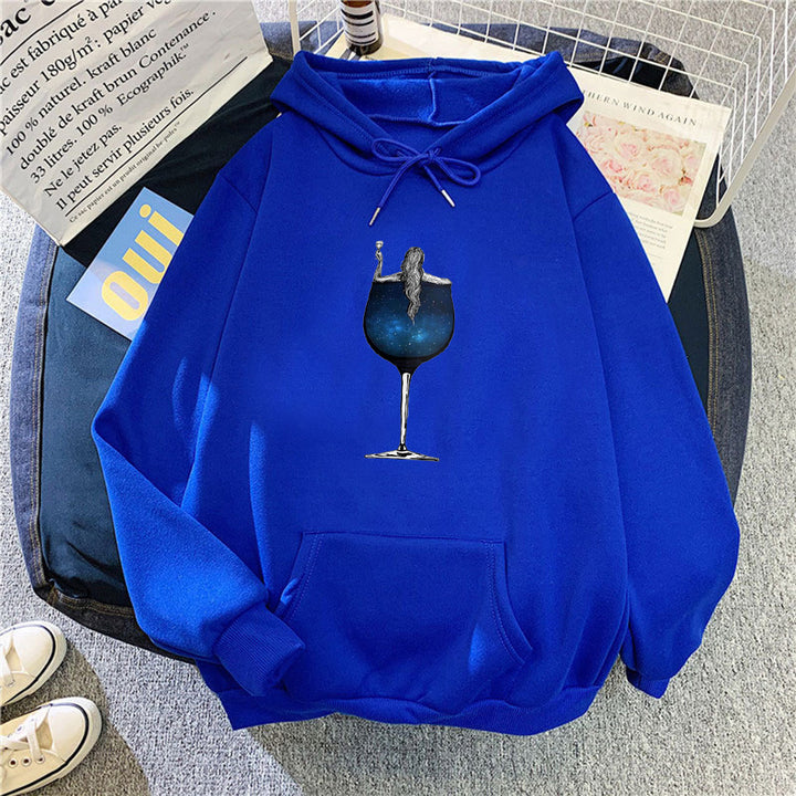 Women's hoodie with creative cocktail design Chic & Stil