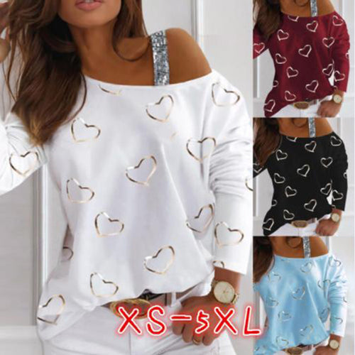 Women's fashionable sweatshirt with heart-shaped design and sparkling accents Amarae
