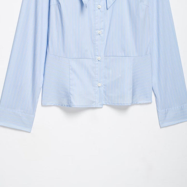 Ladies blouse with bow collar and tailored inset seams Amarae