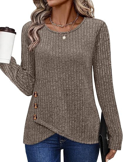 Dames haut tendance et décontracté avec détails de bouton Chic & Stil