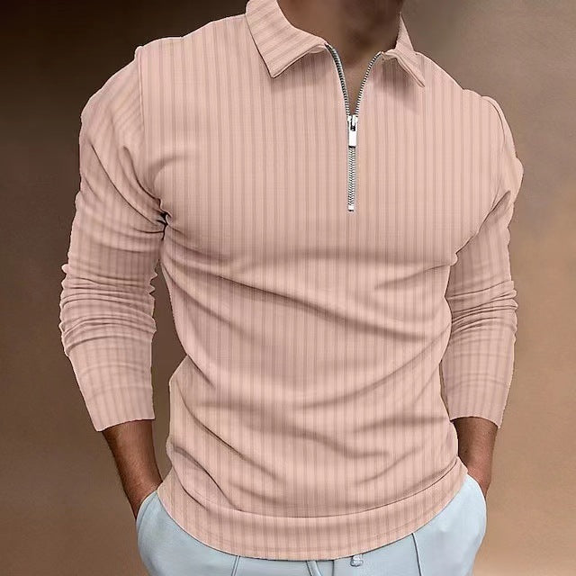 Men's long sleeve polo with trendy zip closure Lune London