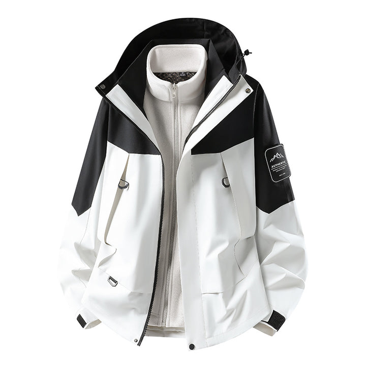 Unisex waterproof two-layer softshell rain jacket with removable fleece lining and hood Amarae