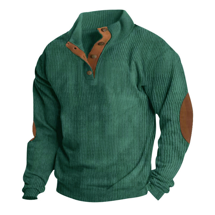 Wave-structured sweater for men with leather accents Lune London