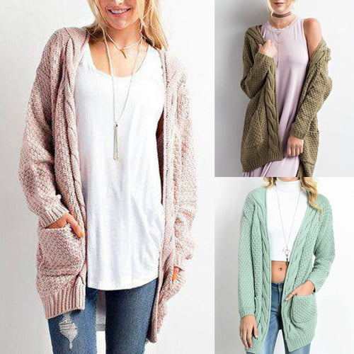 Women's knit jacket with pockets and detailed cable pattern structure Amarae