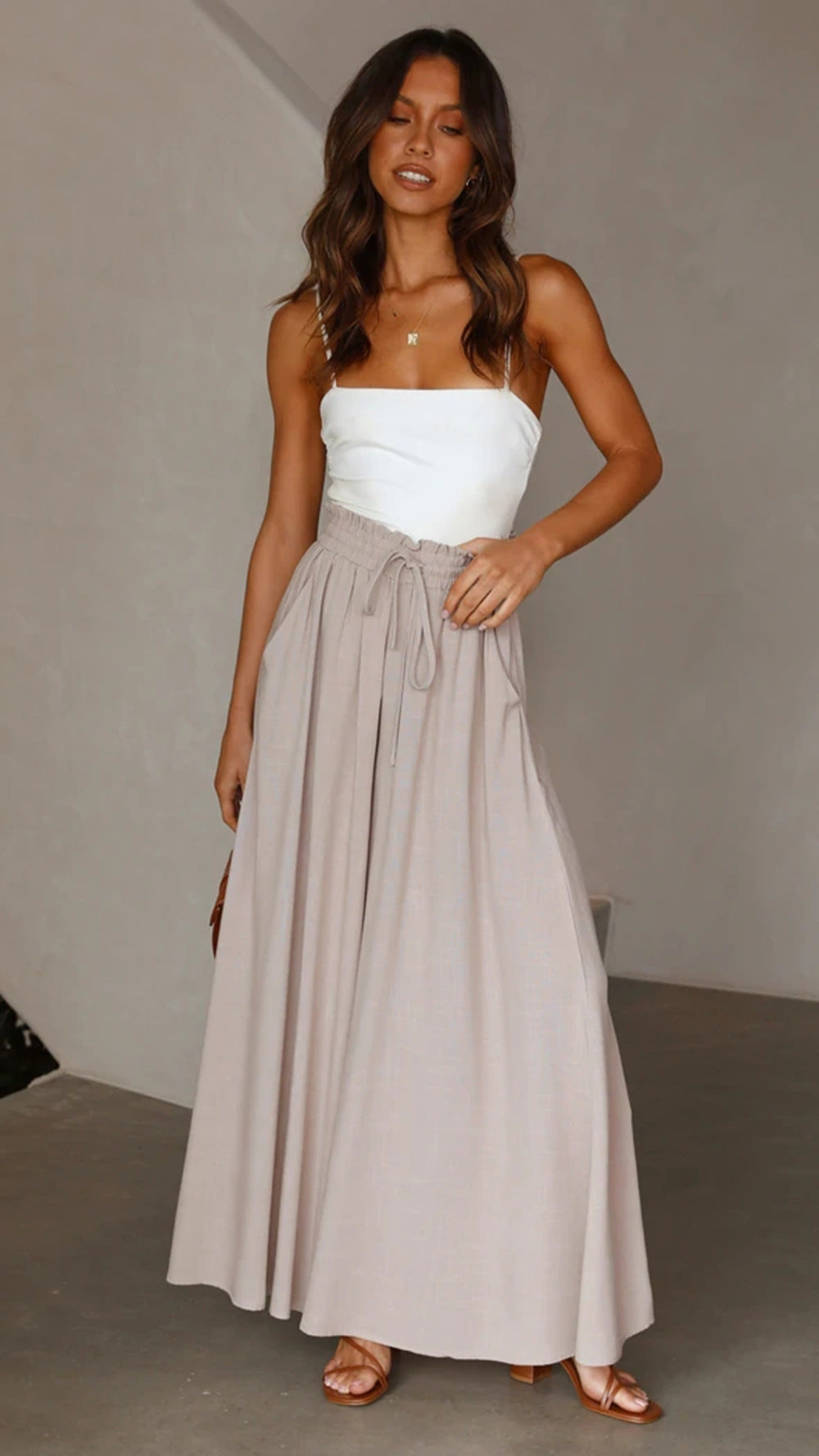 Bohemian style maxi skirt for women with drawstring waist Lune London