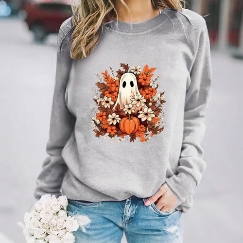 Sweatshirt femme avec motif automnal ludique et effrayant Chic & Stil