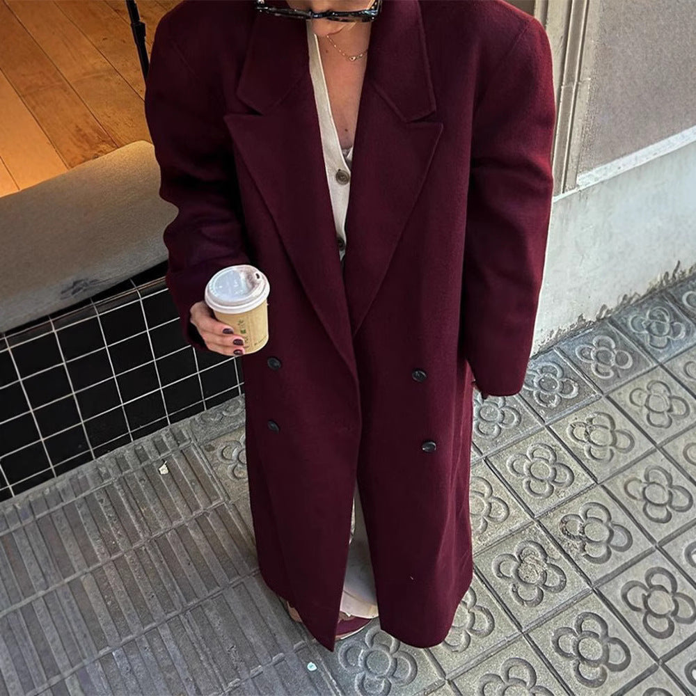 Ladies Elegant Oversized Wool Coat with Double Knot Closure Lune London
