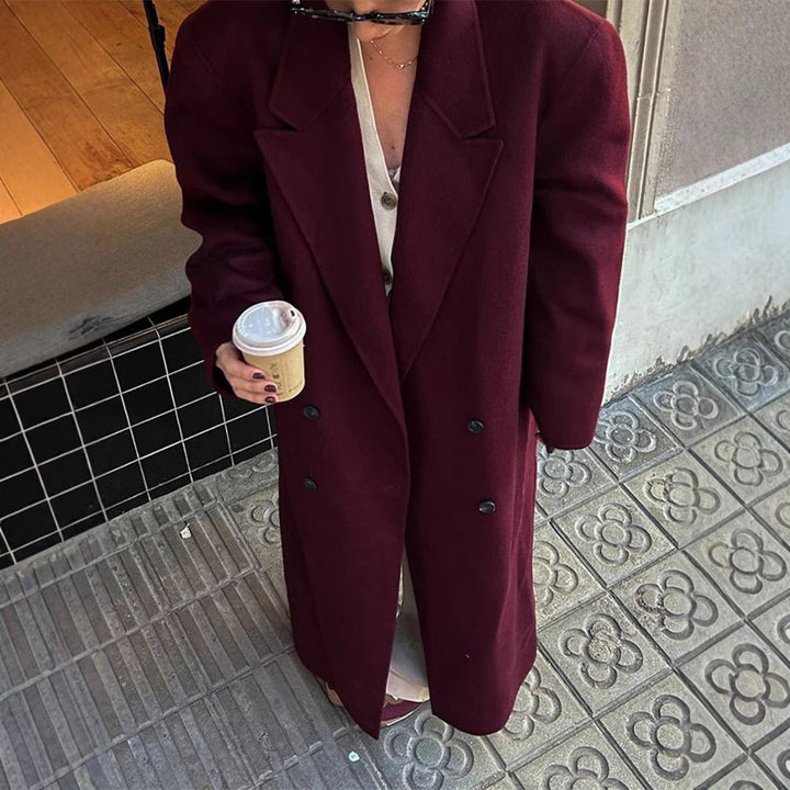 Ladies Elegant Oversized Wool Coat with Double Knot Closure Lune London