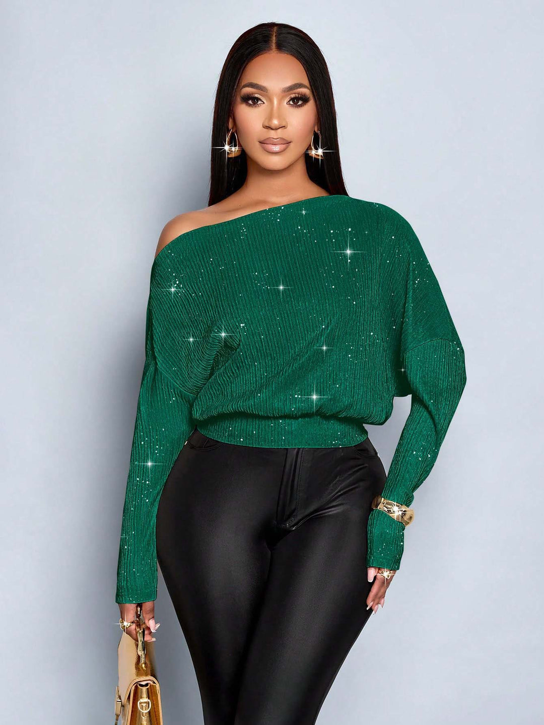 Women's Oversized Rib Knit Sweater with One-Shoulder and Tailored Cuff Amarae