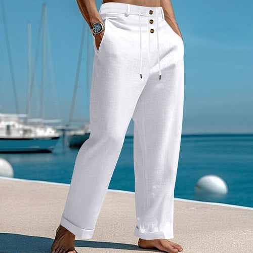 Casual summer pants for men with elastic waistband and practical button design Amarae