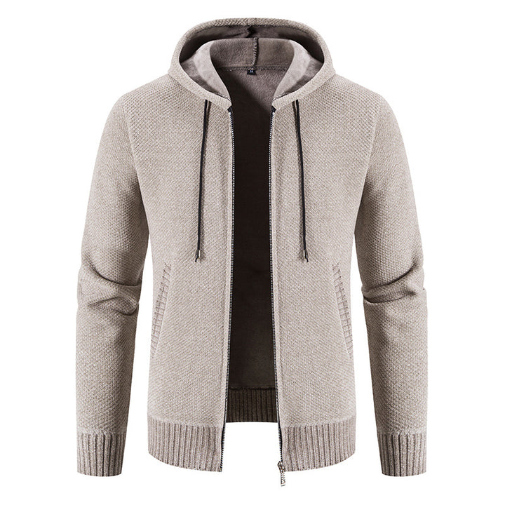 Men's knit hoodie jacket with structured design Lune London