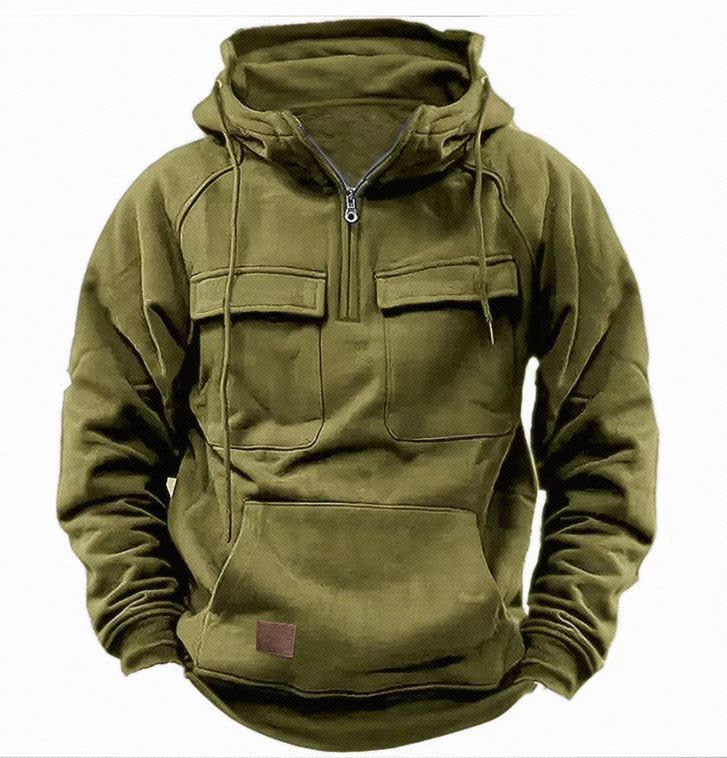 Hooded sweatshirt for men with practical pockets and full zipper Lune London