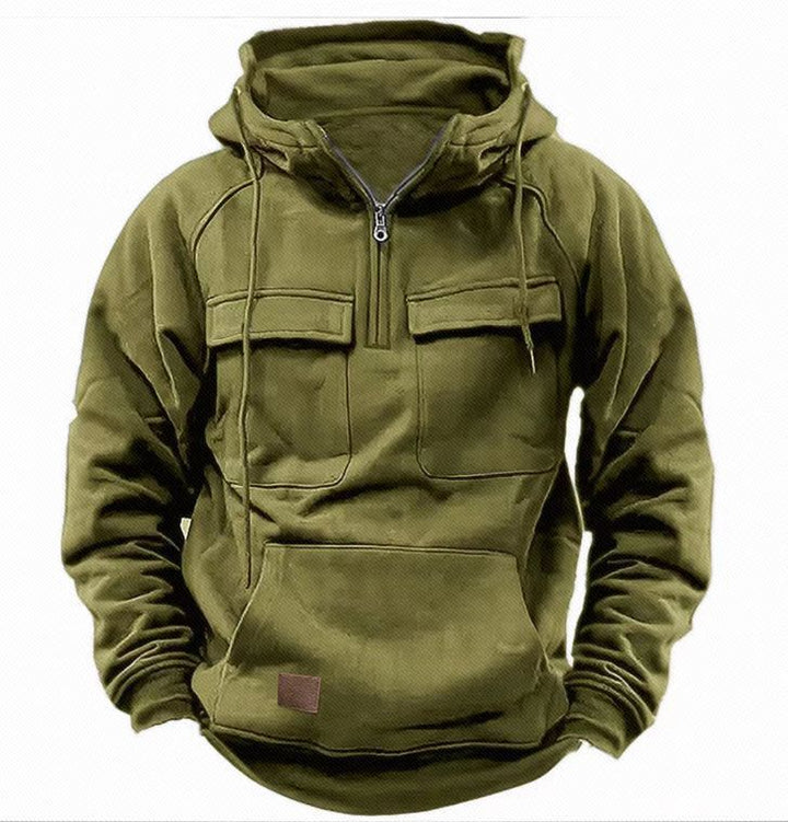 Hooded sweatshirt for men with practical pockets and full zipper Lune London