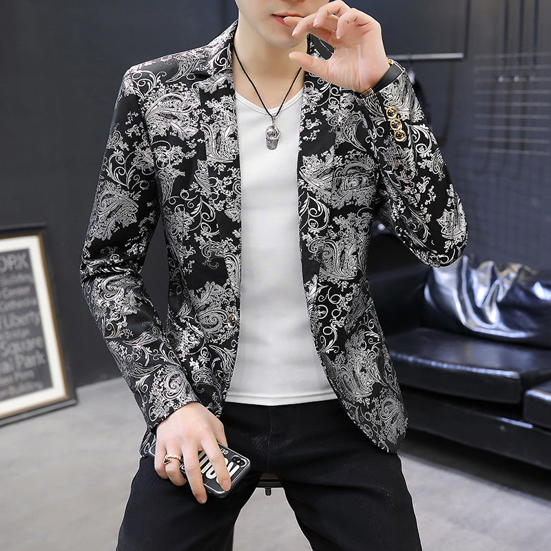 Men's Elegant Smoking Jacket with Floral Jacquard Pattern Lune London
