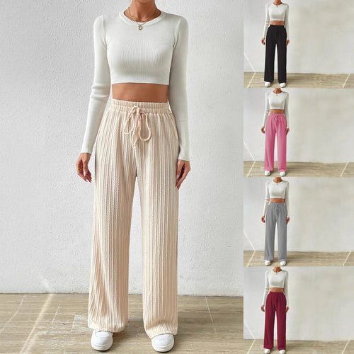 Comfortable lounge pants for women with elastic waistband and ribbed structure Amarae