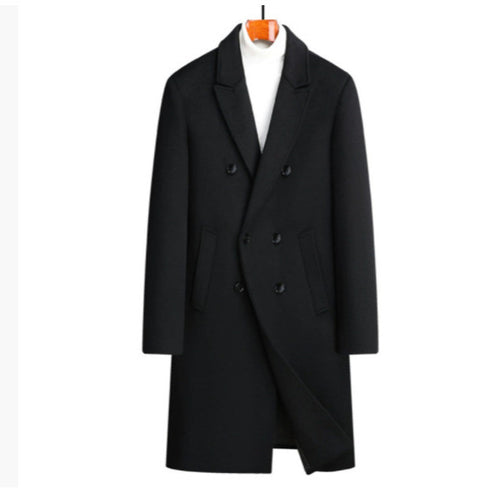 Elegant wool coat for men with double-breasted and decorative lapel Amarae