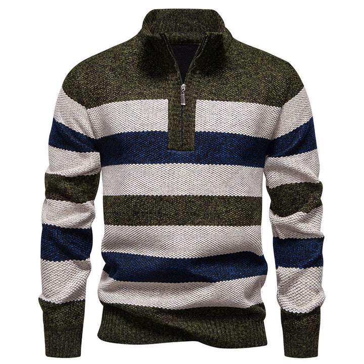 Casual men's sweater with a modern high collar and half-zip closure Lune London