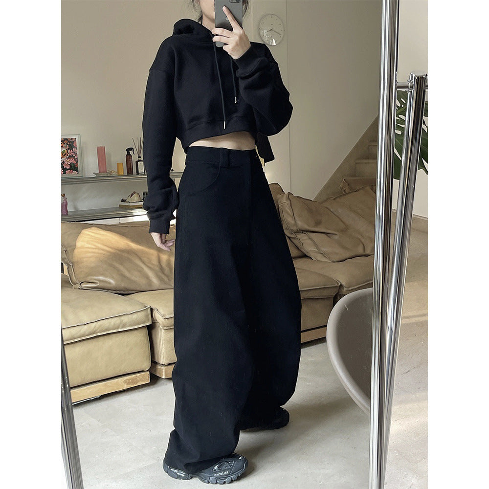 Ladies extra-wide high-waisted palazzo pants in baggy style with wide leg and deep crotch Amarae