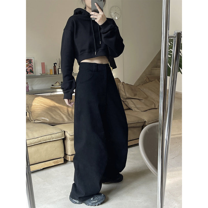 Ladies extra-wide high-waisted palazzo pants in baggy style with wide leg and deep crotch Amarae