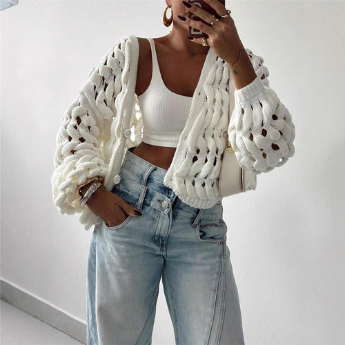 Women's knitted sweater with a unique hole pattern and a casual fit Amarae