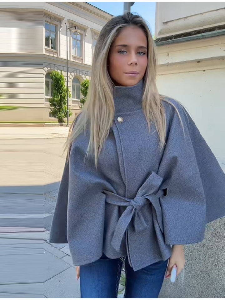 Ladies modern cape with waist belt Lune London
