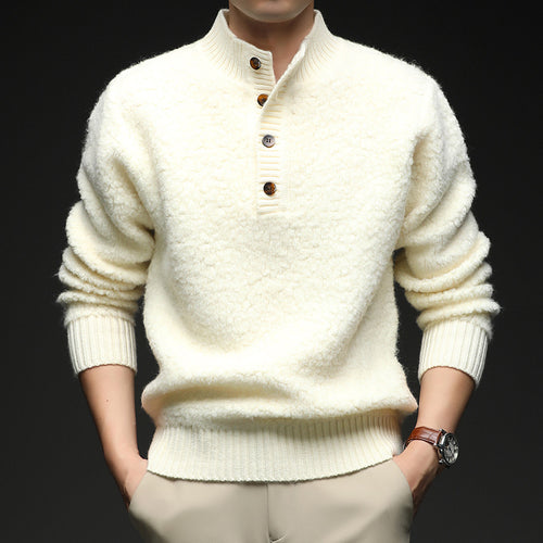 Men's sweater with textured surface and practical button closure Amarae