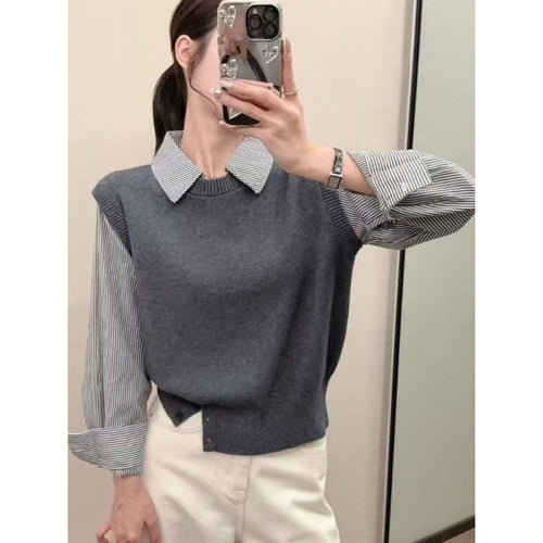 Pull décontracté pour femmes avec des manches de chemise élégantes et un look texturé Chic & Stil