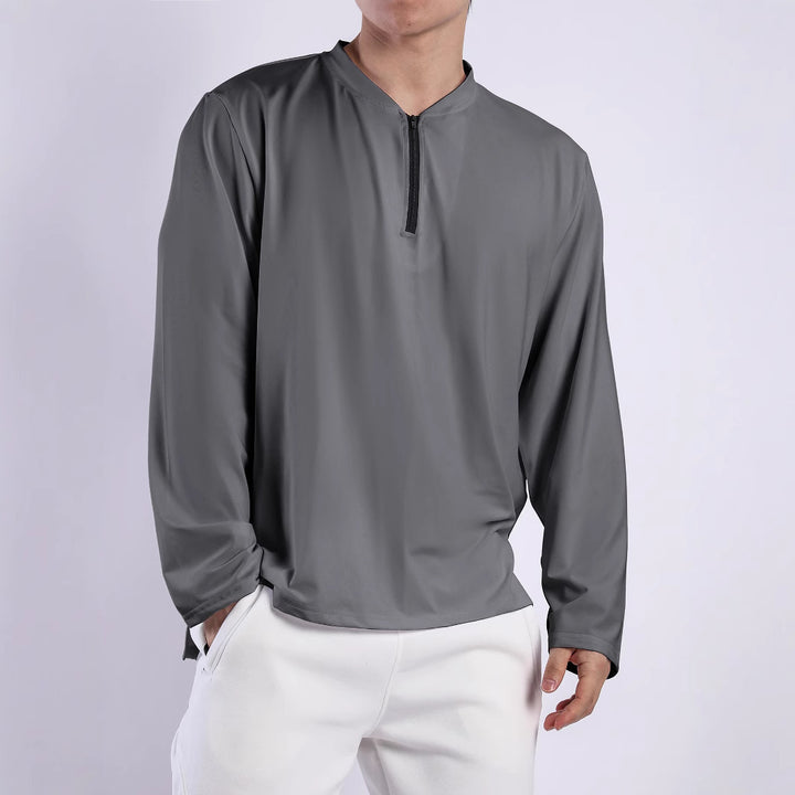 Functional long-sleeve shirt for men with high collar and zipper Lune London