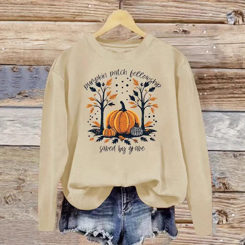 Sweat-shirt pour femmes avec design de citrouille d'automne et coupe décontractée Chic & Stil