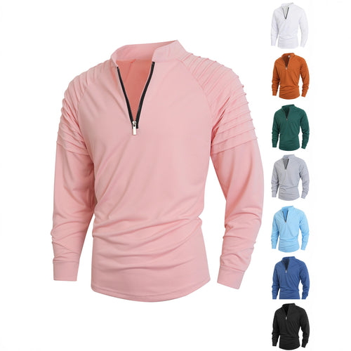 Modern men's long sleeve sport shirt with zipper closure and structured design Amarae