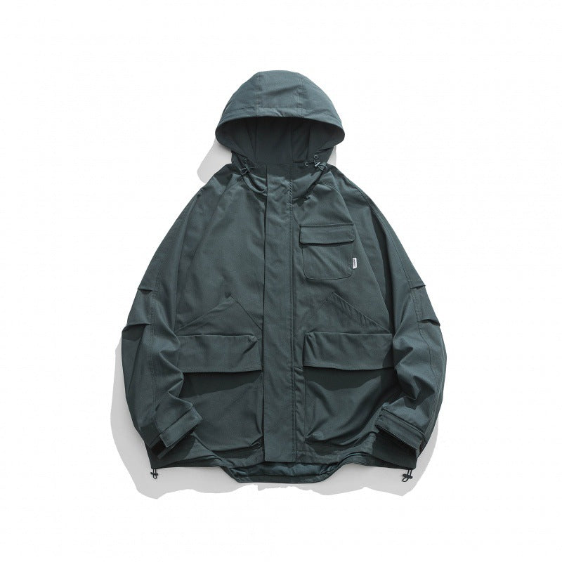 Unisex Boxy-Utility-Hooded Jacket with Multiple Pockets, Adjustable Hem and Windproof Shell Amarae