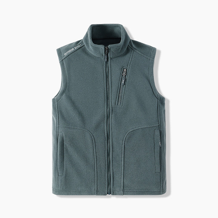 Men's Windproof Micro-Fleece Vest with Stand Collar, Full Zip and Chest Pocket Amarae