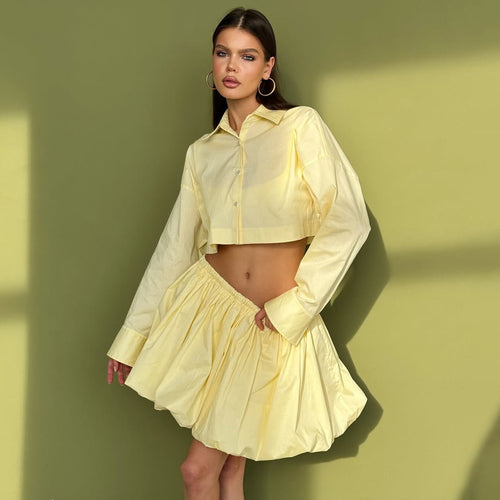 Amarae ruffle crop top and short set for women