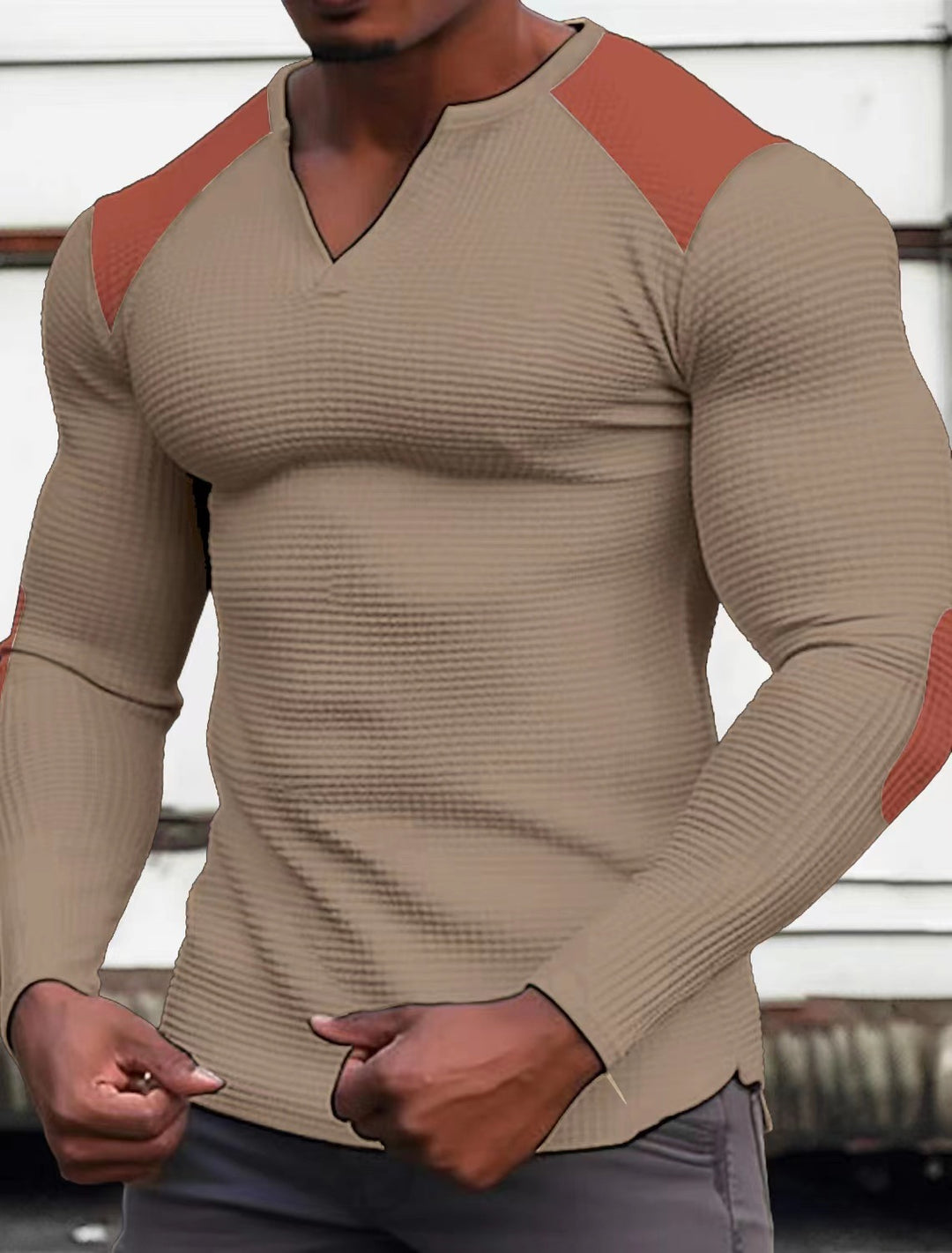 Men's long sleeve shirt with textured fabric and contrasting details Lune London