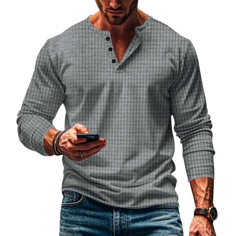Men's long sleeve shirt with textured design and elegant button placket Chic and style