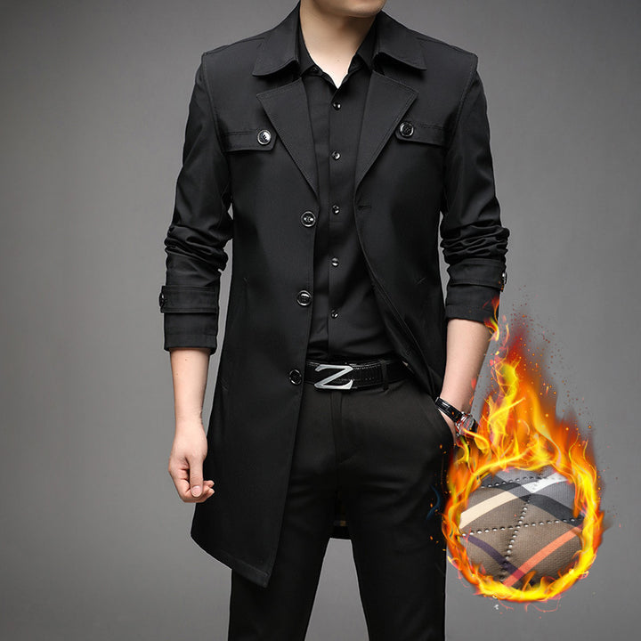 Men's Light Trench Coat with Tailored Fit, Chest Pockets and Adjustable Sleeve Straps Amarae