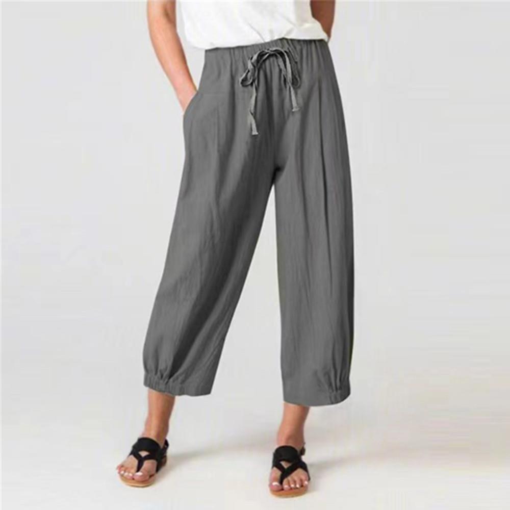 Women's lightweight and comfortable summer pants with elastic waistband and ankle length Lune London