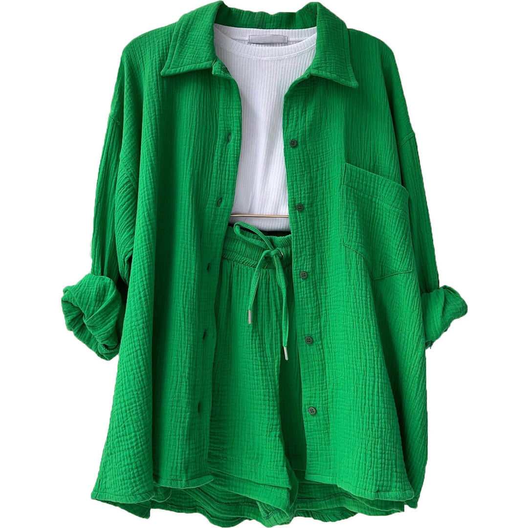 Women Casual Comfort Set Made of Shorts and Oversized Shirt Lune London