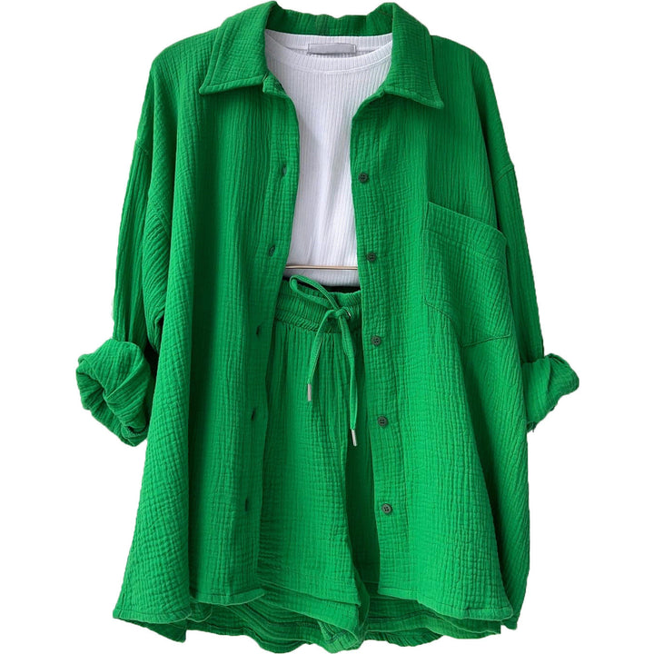Women Casual Comfort Set Made of Shorts and Oversized Shirt Lune London