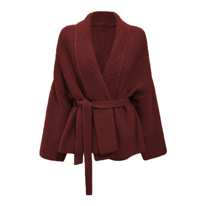 Ladies Chunky Knit Cardigan with Belt and Relaxed Fit Lune London