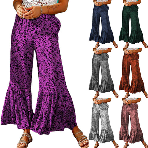 Wide leg palazzo pants for women with a voluminous hem and elastic waistband Amarae