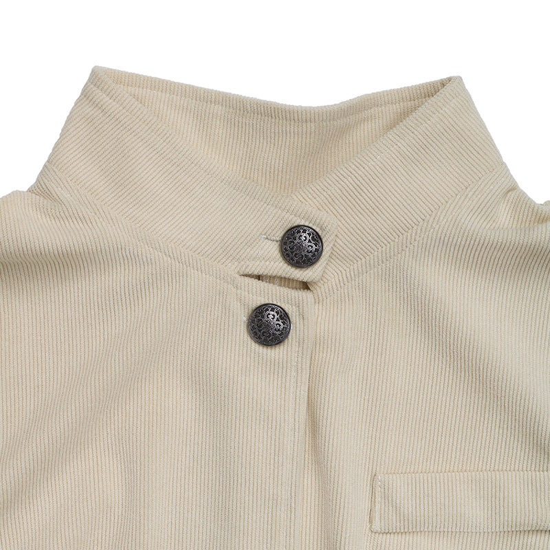 Trendy blazer jacket for women with a stand collar and snap button closure Lune London