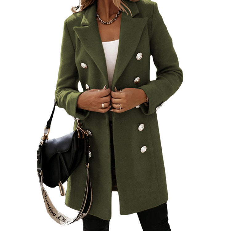 Women Elegant double-breasted coat with shiny buttons Amarae
