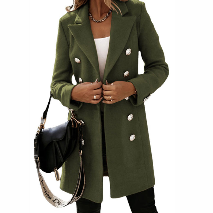 Women Elegant double-breasted coat with shiny buttons Amarae
