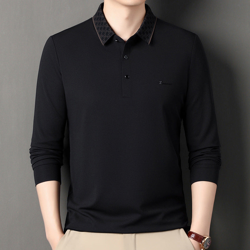 Men's Long Sleeve Polo with Structured Collar and Functional Design Lune London
