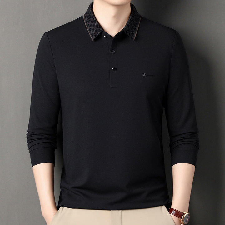 Men's Long Sleeve Polo with Structured Collar and Functional Design Lune London