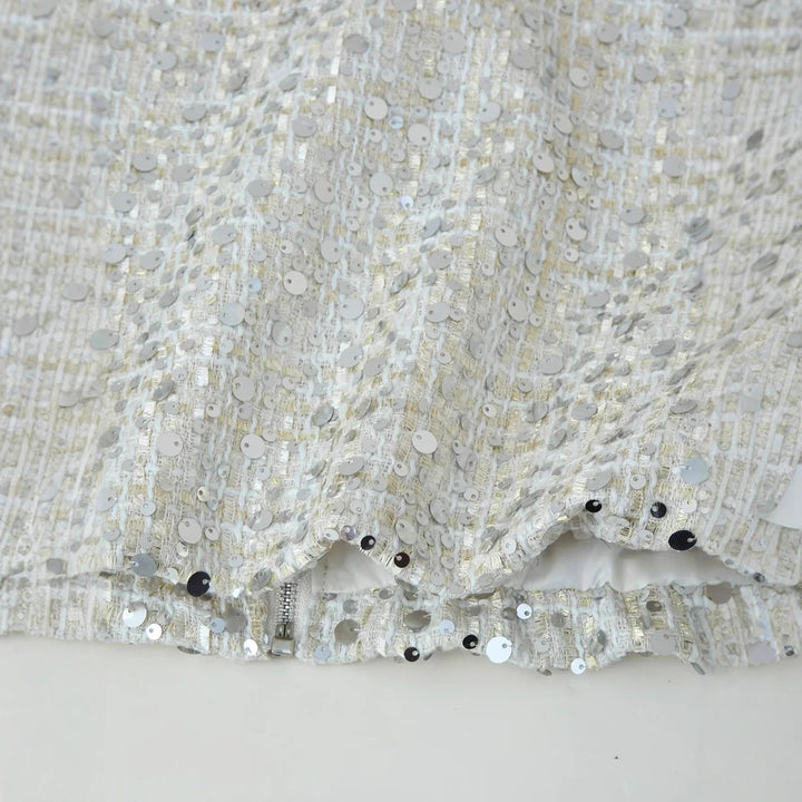 Ladies Sparkling Jacket with Round Collar and Hidden Zipper Lune London
